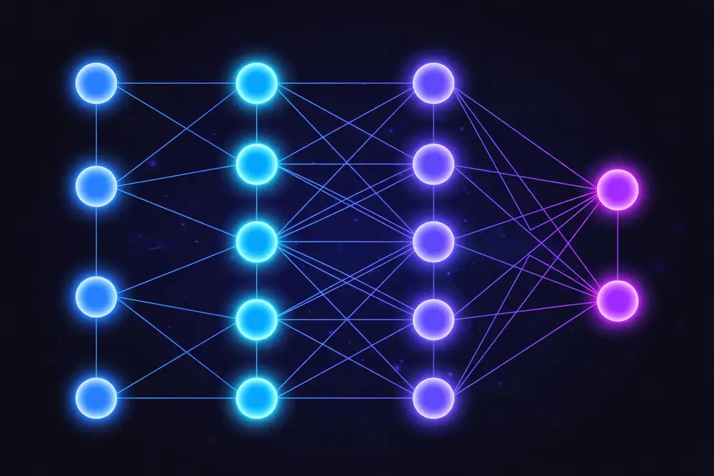 Figure 1: A multilayer neural network — input layer, hidden layers, and output layer. Each hidden layer re-represents the data, building the feature hierarchy described in this chapter.