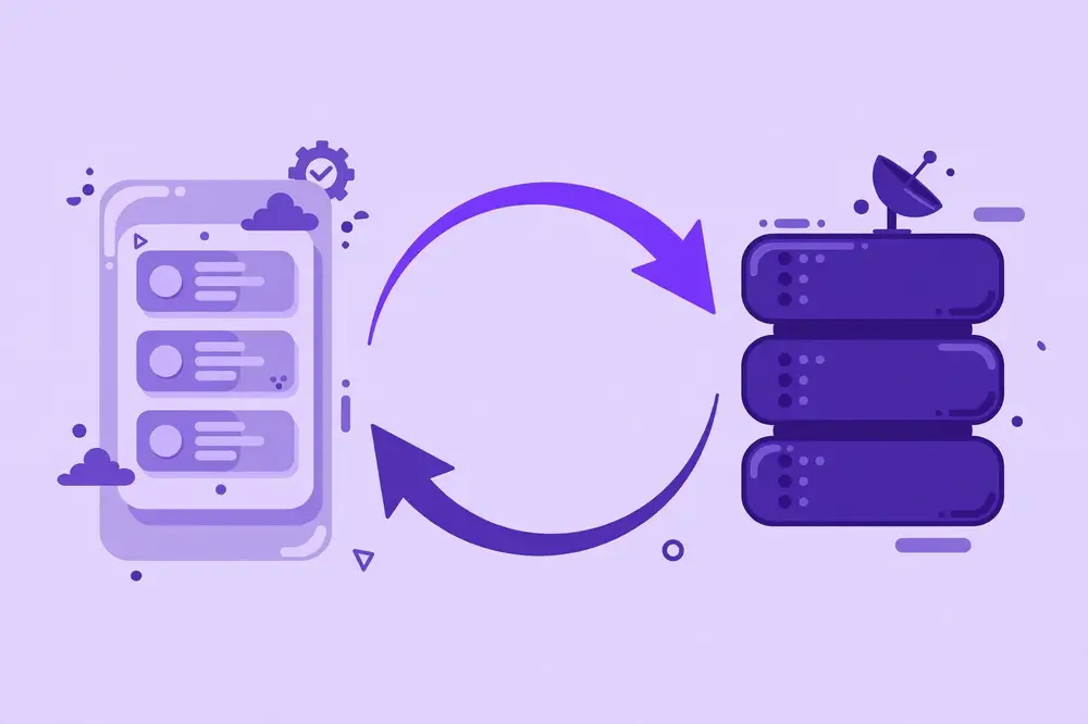 Diagram of a REST API request-response cycle between a client app and a server